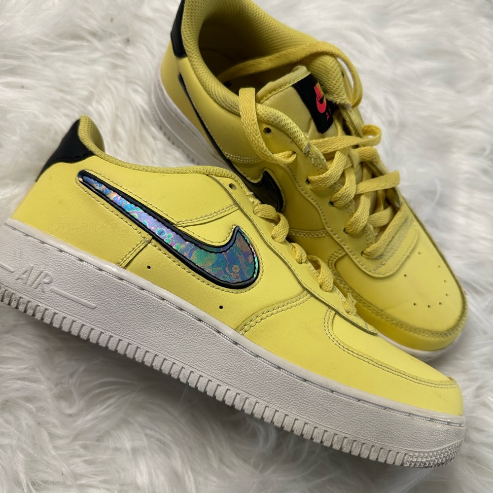 Nike Air Force 1 Yellow with Holographic Swoosh